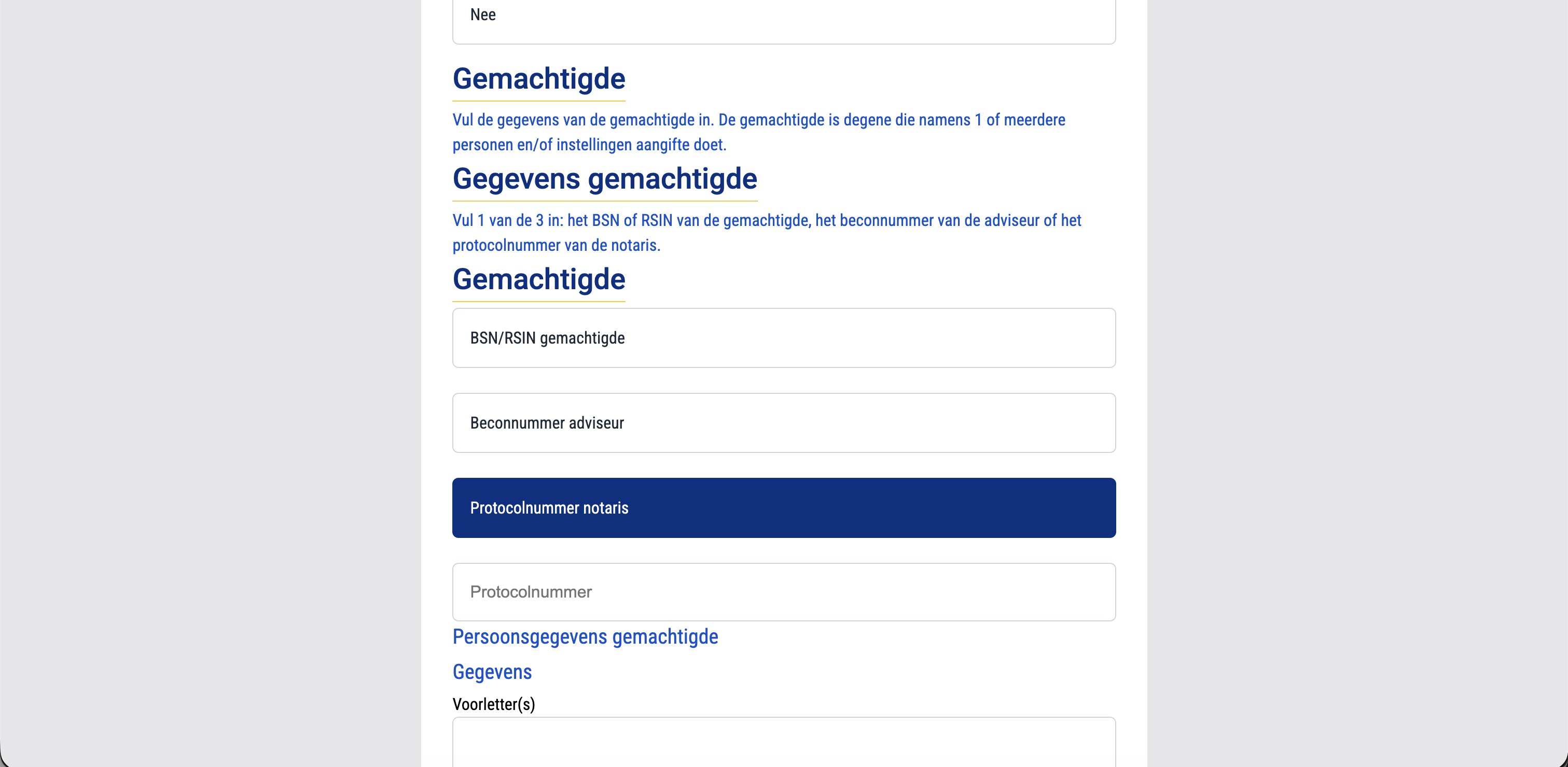 THet uitklappen bij een gemaakte keuze