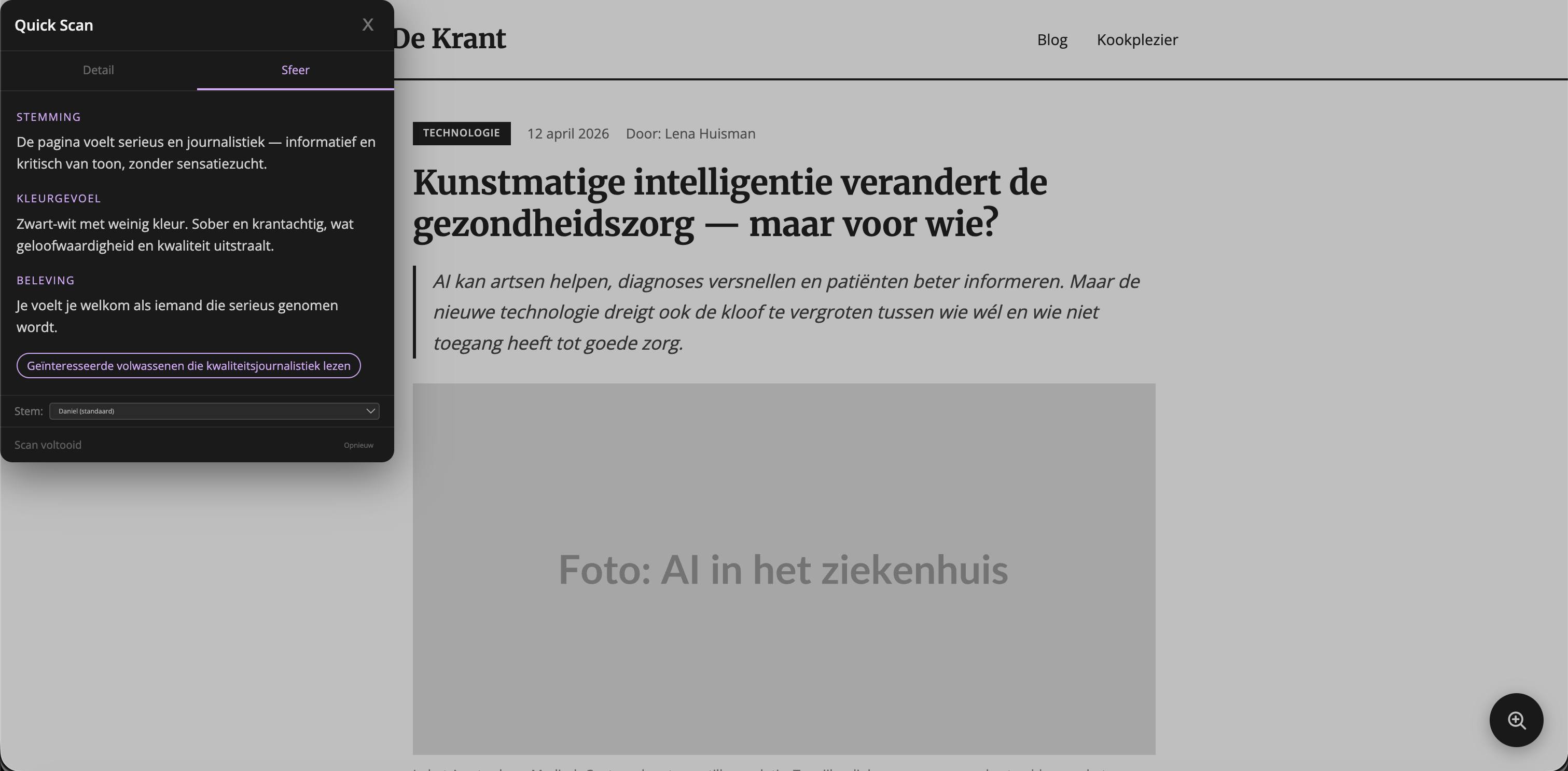Het prototype met de sfeer optie